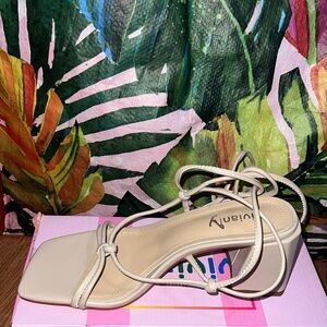 Nude strappy heels